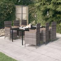 7-delige Tuinset met kussens grijs