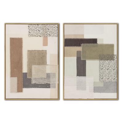 Schilderij Home ESPRIT Bruin Beige Abstract Stads 50 x 3 x 70 cm (2 Stuks)