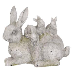 Clayre & Eef Grijze Decoratie konijnen 34*18*29 cm 6PR2337