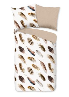 Good Morning Dekbedovertrek "veren" - Zand - (155x220 cm) - Katoen