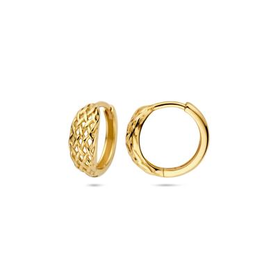 Elegante 14k Geelgouden Klapoorringen met Vlechtpatroon - Afmetingen 13x5mm
