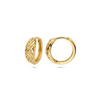 Elegante 14k Geelgouden Klapoorringen met Vlechtpatroon - Afmetingen 13x5mm