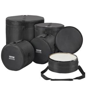 VEVOR 5-delige drumtassenset 1680D Oxford-stof gewatteerd met 1,5 meter afneembare schouderriem Handvatten voor 22" Kick, 12" Tom, 13" Tom, 16" Tom, 35,56 cm snare