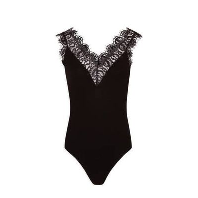 Morgan semi-transparante body met kant zwart