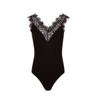 Morgan semi-transparante body met kant zwart - thumbnail