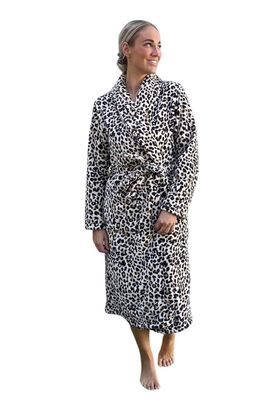 Damesbadjas panter zacht fleece