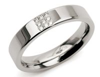 Boccia 0121-02 Ring Titanium-Diamant zilverkleurig 4,5 mm 9 * 0,045 crt Maat 58