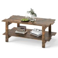 Koffietafel met 2 Lagen Salontafel met Opbergplank Rechthoekige Accenttafel voor in de Woonkamer Draagvermogen 120 kg Bruin/Zwart