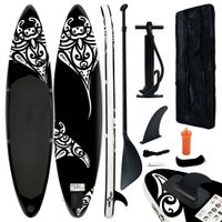 VidaXL Stand up paddleboardset opblaasbaar 366x76x15 cm zwart VidaXL Stand up paddleboardset opblaasbaar 366x76x15 cm zwart