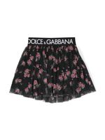 Dolce & Gabbana Kids jupe en tulle à taille logo - Noir - thumbnail