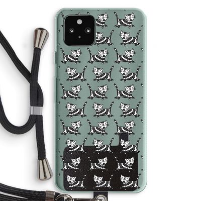 Zwarte poes: Pixel 5a 5G Transparant Hoesje met koord