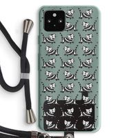 Zwarte poes: Pixel 5a 5G Transparant Hoesje met koord