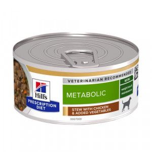 Hill's Prescription Diet Metabolic Weight Management stoofpotje voor hond met kipsmaak & groenten blik 2 trays (48 x 156 g)