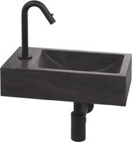 Saqu Nature Collection fonteinset met mat zwarte kraan links natuursteen