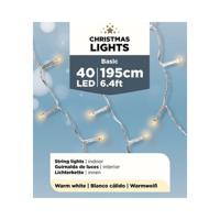 Lumineo Kerstverlichting - 40 LED lampjes - warm wit - 195 cm - batterij - lichtsnoer