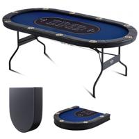 VEVOR Casino Pokertafel Klaptafelpoten 2140 x 1070 x 760 mm (L x B x H), Opvouwbare pokertafel, Zwart en Blauw Poker Pad Klaptafel voor 10 spelers, Pokertafel met stofkap Draagbaar