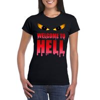 Welcome to hell Halloween Duivel t-shirt zwart dames - thumbnail