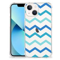 iPhone 13 mini Doorzichtige Silicone Hoesje Zigzag Blauw