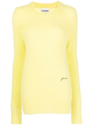 GANNI pull à logo brodé - Jaune