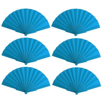 Spaanse Handwaaier - 6x stuks - turquoise - 23 x 43 cm - Verkoeling waaiers voor zomerse themperatuu
