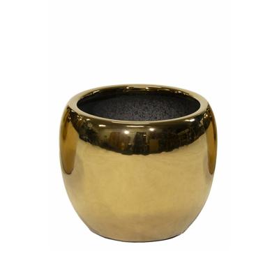 Mega Collections Bloempot Emperor Belly - rond - goud - D20 x H19 cm - glans