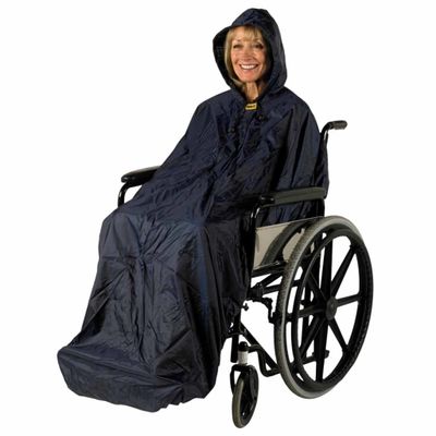 Rolstoelponcho Wheely Mac zonder mouwen Deluxe | Gevoerd | Capuchon | Winddicht | Waterdicht | Blauw | Medium | Splash | PR34024-M