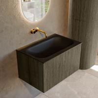 Badmeubel Mondiaz Kurve | 70 cm cm | Meubelkleur Shadow | Wastafelkleur Urban | Solid surface | Wasbak midden spoelbak | Zonder kraangat(en)