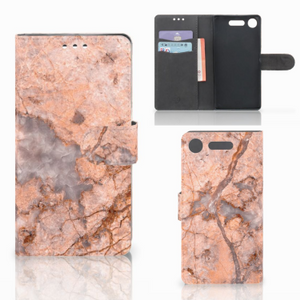 Sony Xperia XZ1 Bookcase Marmer Oranje