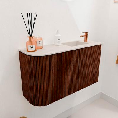 Toiletmeubel Mondiaz Joya Dlux | 71.6 cm | Meubelkleur Ruby | Faye wastafel Meli Wasbak Rechts | 1 kraangat