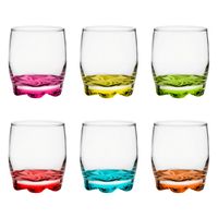 Glasmark Drinkglazen/waterglazen Tumblers - glas - gekleurde basis - 6x stuks - 250 ml   -