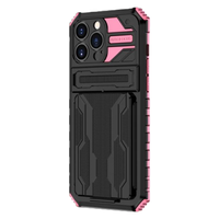 Samsung Galaxy S22 Ultra hoesje - Backcover - Rugged Armor - Kickstand - Extra valbescherming - TPU - Zwart/Roze