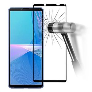 Full Cover Sony Xperia 10 III, Xperia 10 III Lite Screenprotector van gehard glas - 9H - Zwart