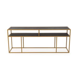 Stalux Side-table Teun - goud / zwart marmer