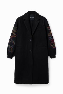 Lange jas met borduursels - BLACK - L