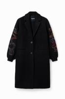 Lange jas met borduursels - BLACK - M