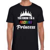 Zwart You know i am a fucking princess gay pride t-shirt heren - thumbnail