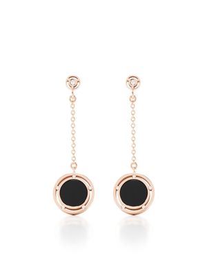 Damiani boucles d'oreilles pendantes en or rose 18ct serties d'onyx
