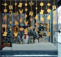 Kerst raamsticker hangende iconen