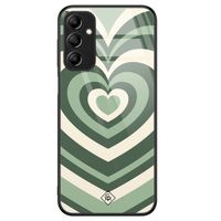 Samsung Galaxy A14 glazen hardcase - Hart swirl groen Samsung Galaxy A14 glazen hardcase - Hart swirl groen