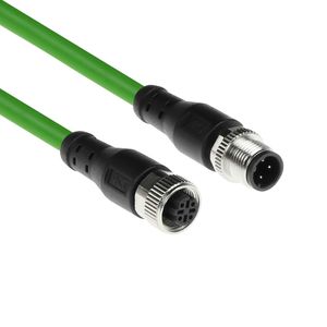 ACT SC4502 Industriële Sensorkabel | M12D 4-Polig Male naar M12D 4-Pin Female | Superflex Xtreme TPE kabel | Afgeschermd | Groen | IP67 | 5 meter
