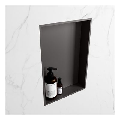 Wandnis Solid Surface Easy | In- en opbouw | 30x45x8 cm | 1 vak | Dark grey
