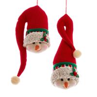 10 inch Fabric Snowman Head Orn 2/Asstd Polyester 26,162x10,16x10,16 cm kerstornament - Kurt s adler