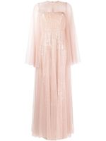 Dina Melwani robe longue en tulle à sequins - Rose