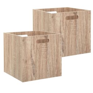 Houten kistje/Opbergmand - 4x - naturel - hout - 31 x 31 x 31 cm - 29 liter - inklapbaar