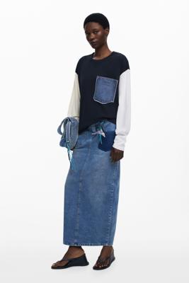 T-shirt met denimzak Botter - BLACK - M