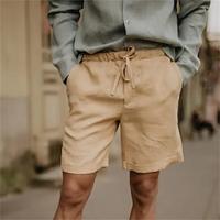 Voor heren Linnen korte broek Zomer korte broeken Strandshorts Zak Trekkoord Elastische taille Effen Comfort Ademend Korte Feestdagen Vakantie Strand Hawaii Boho Khaki Lightinthebox