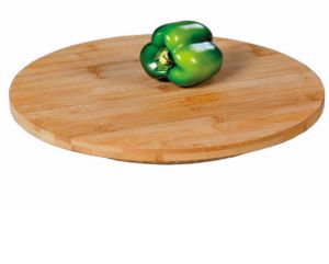 Bamboe houten draaibare serveerplank rond 35 cm - Serveerplateau - Kaasplank/kaasplateau - Borrelplank - Tapasplank