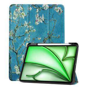 Basey Apple iPad Air 6 11 (2024) Hoesje Kunstleer Hoes Case Cover -Bloesem