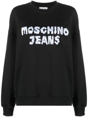 MOSCHINO JEANS sweat en jean à logo imprimé - Noir