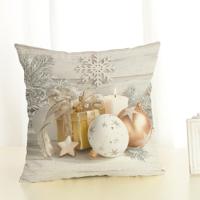 Kerst decoratie katoen en linnen kussen Office Home kussen zonder kussen grootte: 45x45cm (gouden witte gift)